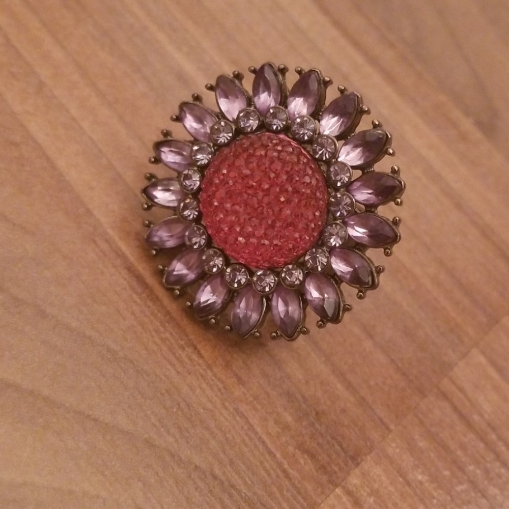 Purple, Grey, and Pink Flower Ring